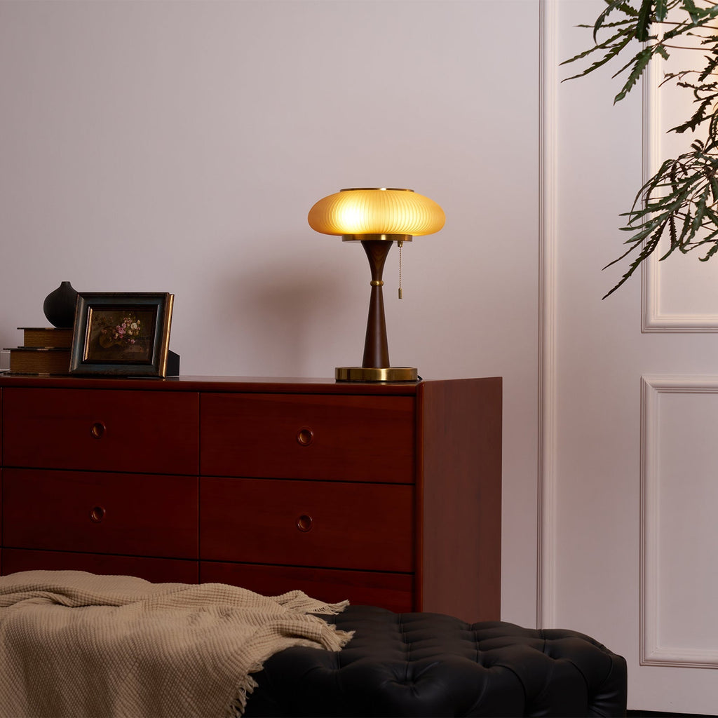 Lampa stołowa z kloszem w kształcie grzybka | oświetlenie w stylu vintage na biurka i szafki nocne – Lamylie