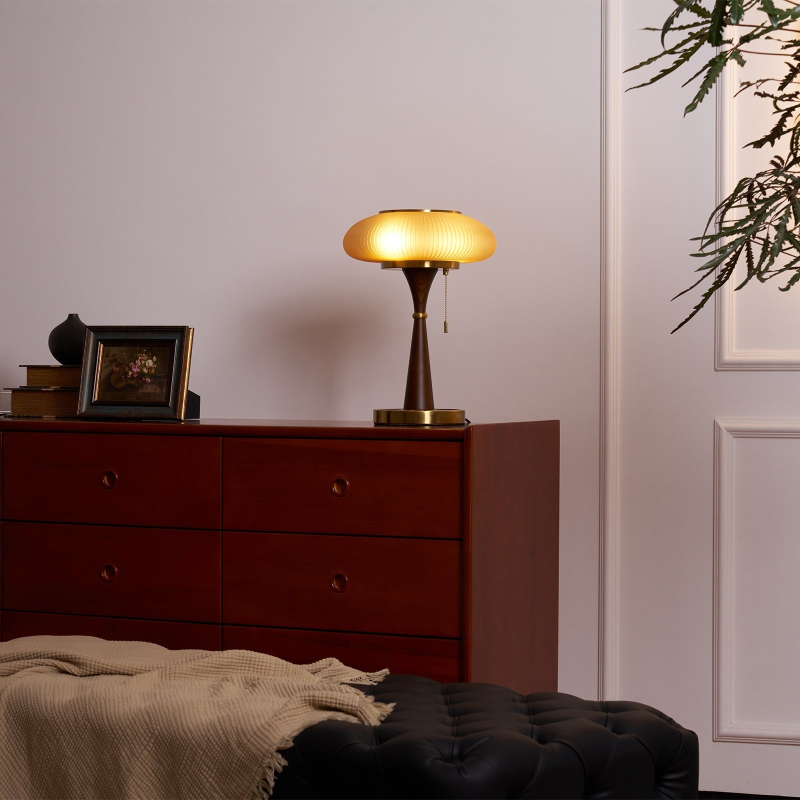 Lampa stołowa z kloszem w kształcie grzybka | oświetlenie w stylu vintage na biurka i szafki nocne – Lamylie