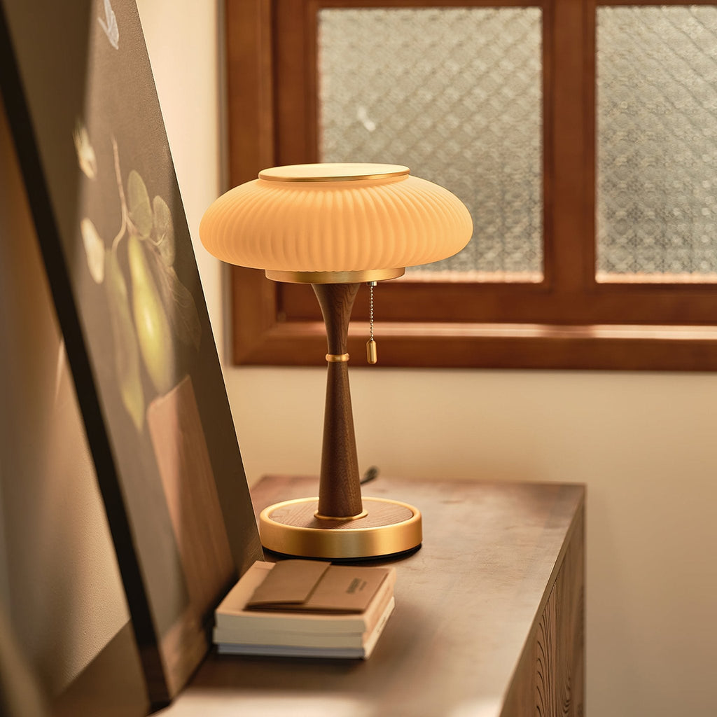 Lampa stołowa z kloszem w kształcie grzybka | oświetlenie w stylu vintage na biurka i szafki nocne – Lamylie