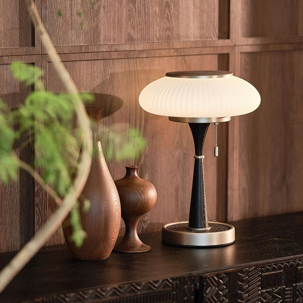 Lampa stołowa z kloszem w kształcie grzybka | oświetlenie w stylu vintage na biurka i szafki nocne – Lamylie
