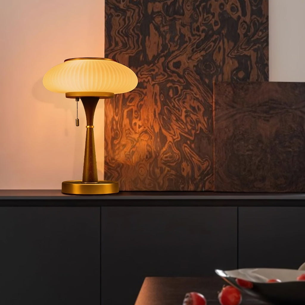 Lampa stołowa z kloszem w kształcie grzybka | oświetlenie w stylu vintage na biurka i szafki nocne – Lamylie