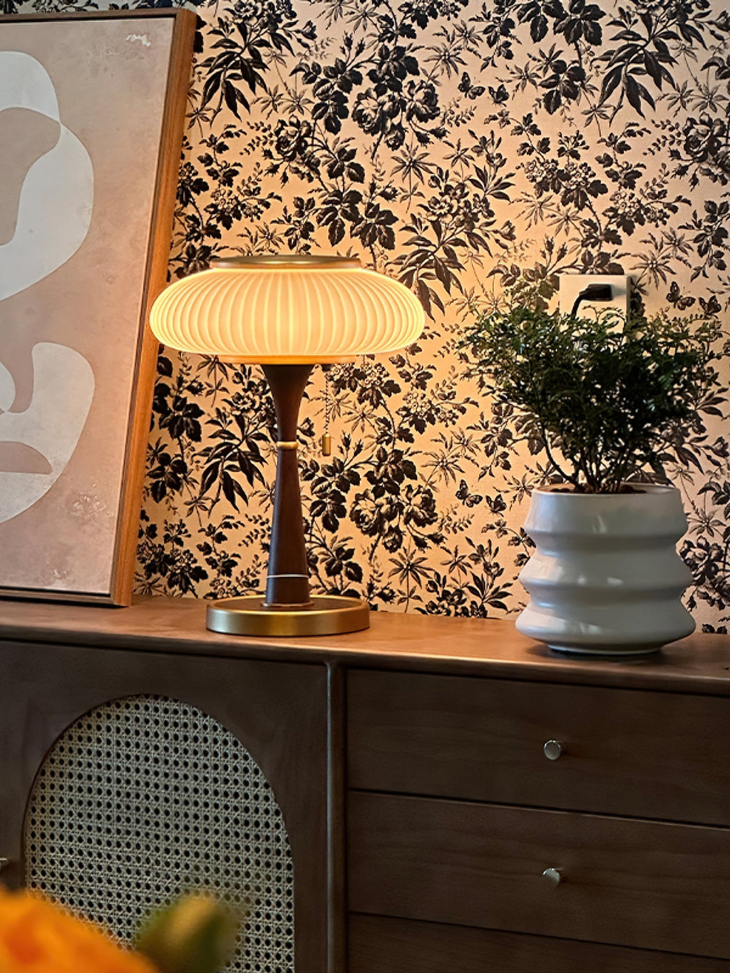 Lampa stołowa z kloszem w kształcie grzybka | oświetlenie w stylu vintage na biurka i szafki nocne – Lamylie