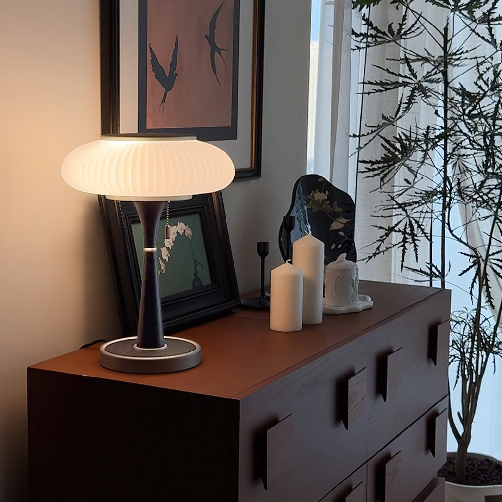 Lampa stołowa z kloszem w kształcie grzybka | oświetlenie w stylu vintage na biurka i szafki nocne – Lamylie
