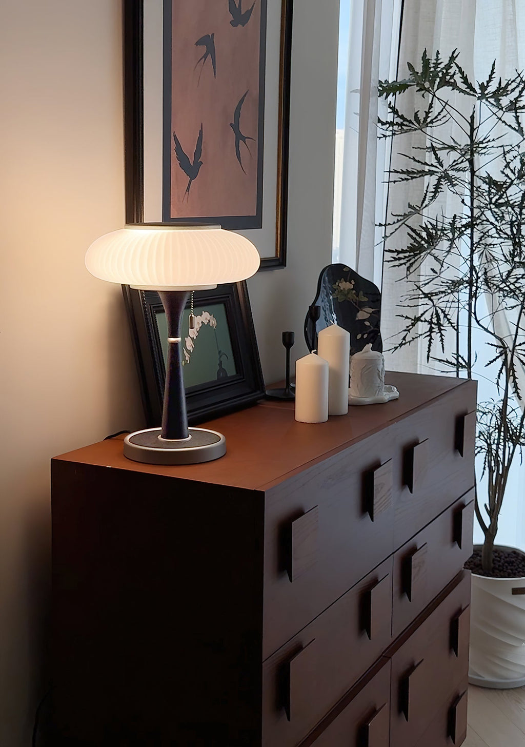 Lampa stołowa z kloszem w kształcie grzybka | oświetlenie w stylu vintage na biurka i szafki nocne – Lamylie