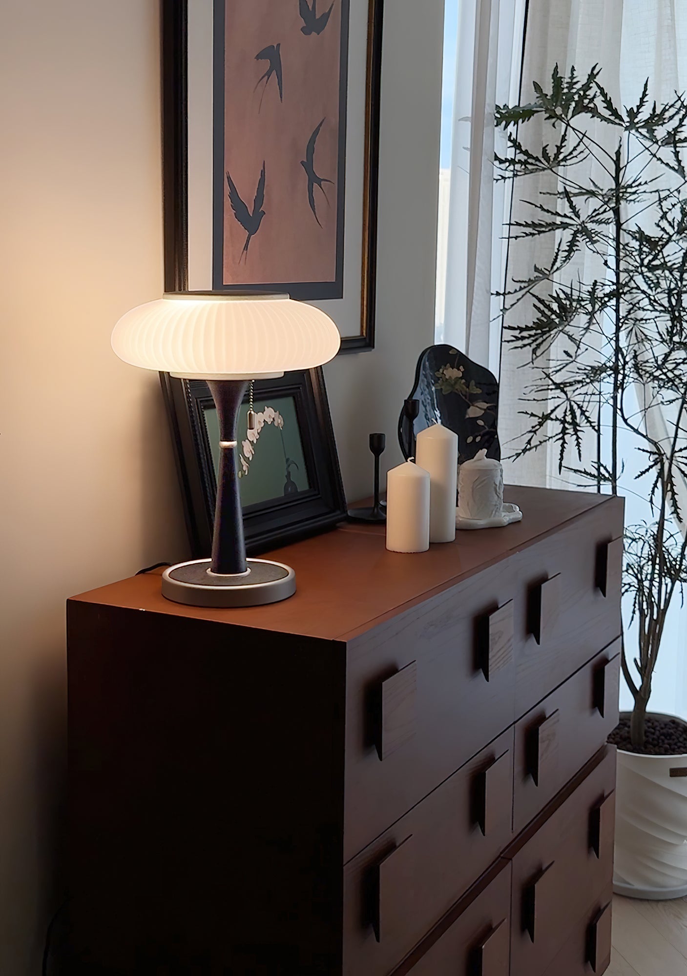 Lampa stołowa z kloszem w kształcie grzybka | oświetlenie w stylu vintage na biurka i szafki nocne – Lamylie
