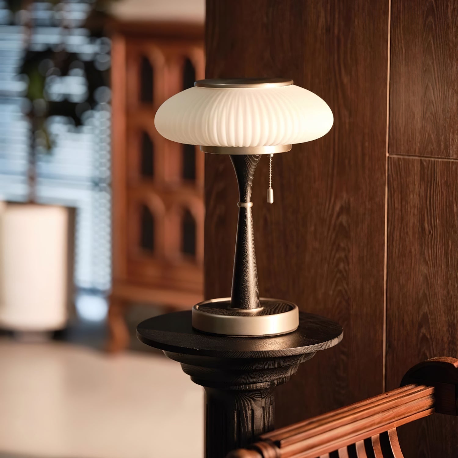 Lampa stołowa z kloszem w kształcie grzybka | oświetlenie w stylu vintage na biurka i szafki nocne – Lamylie