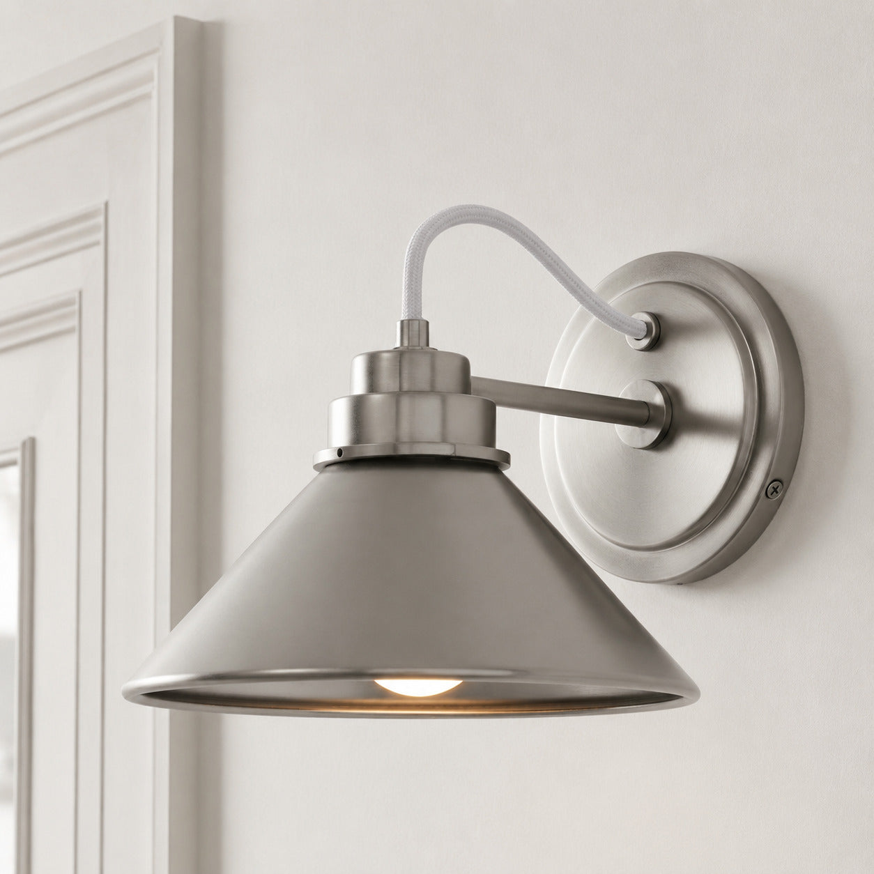 Globe Wall Lamp with Curved Arm | Modern Industrial Lighting for Bathroom, Bedroom, and Hall - Lamylie