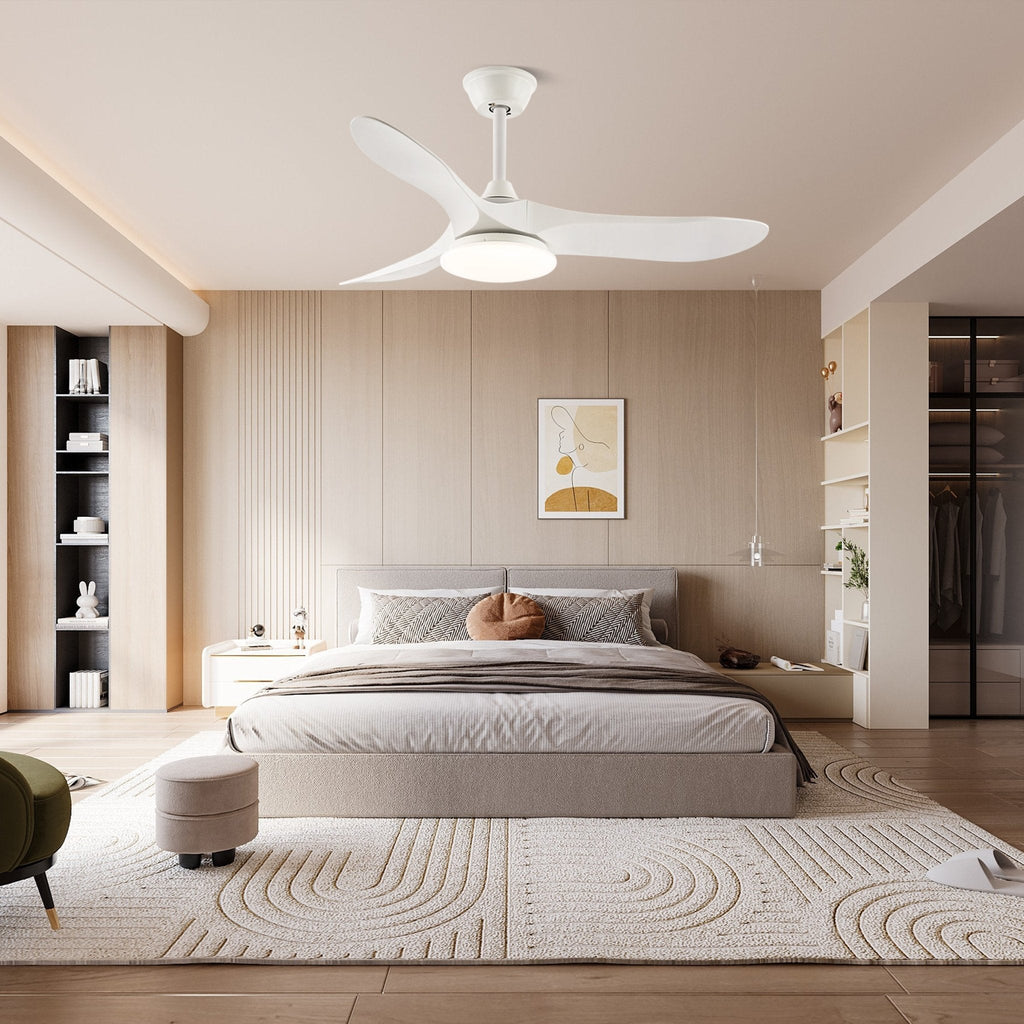 Takvifte med LED-belysning – moderne design med trestruktur og 6 hastigheter – Lamylie