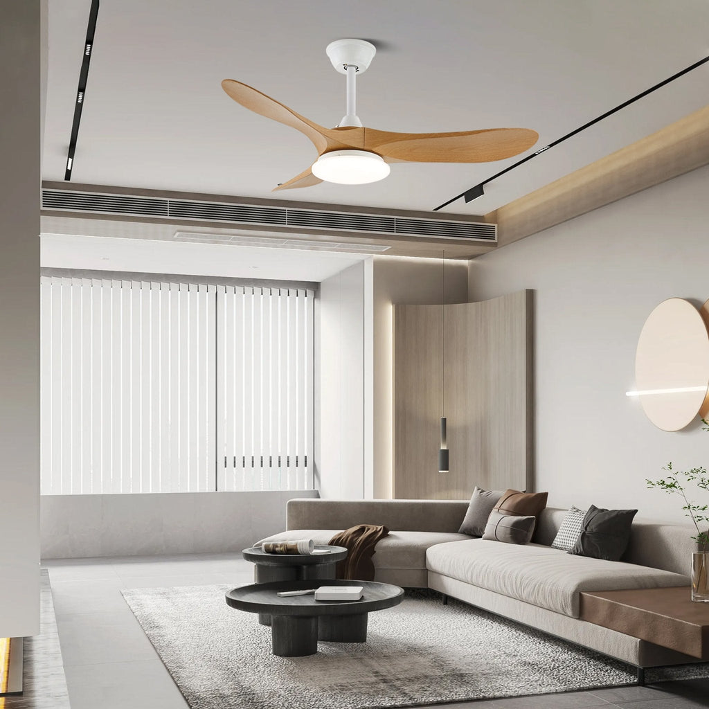 Takvifte med LED-belysning – moderne design med trestruktur og 6 hastigheter – Lamylie