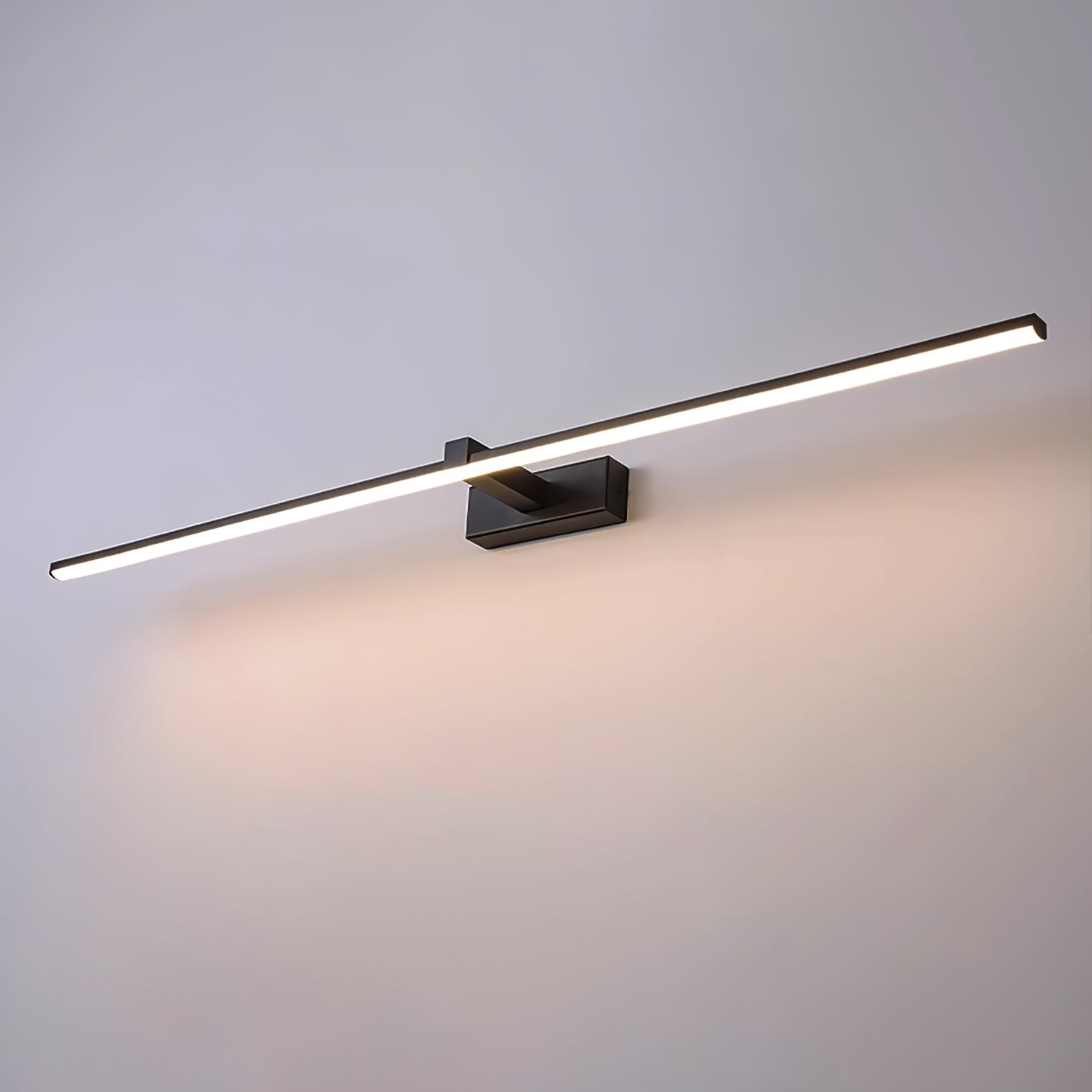 Linear Mirror Lighting Metal | Integrated LED Wall Lamp in Black | 3 Lengths - Lamylie