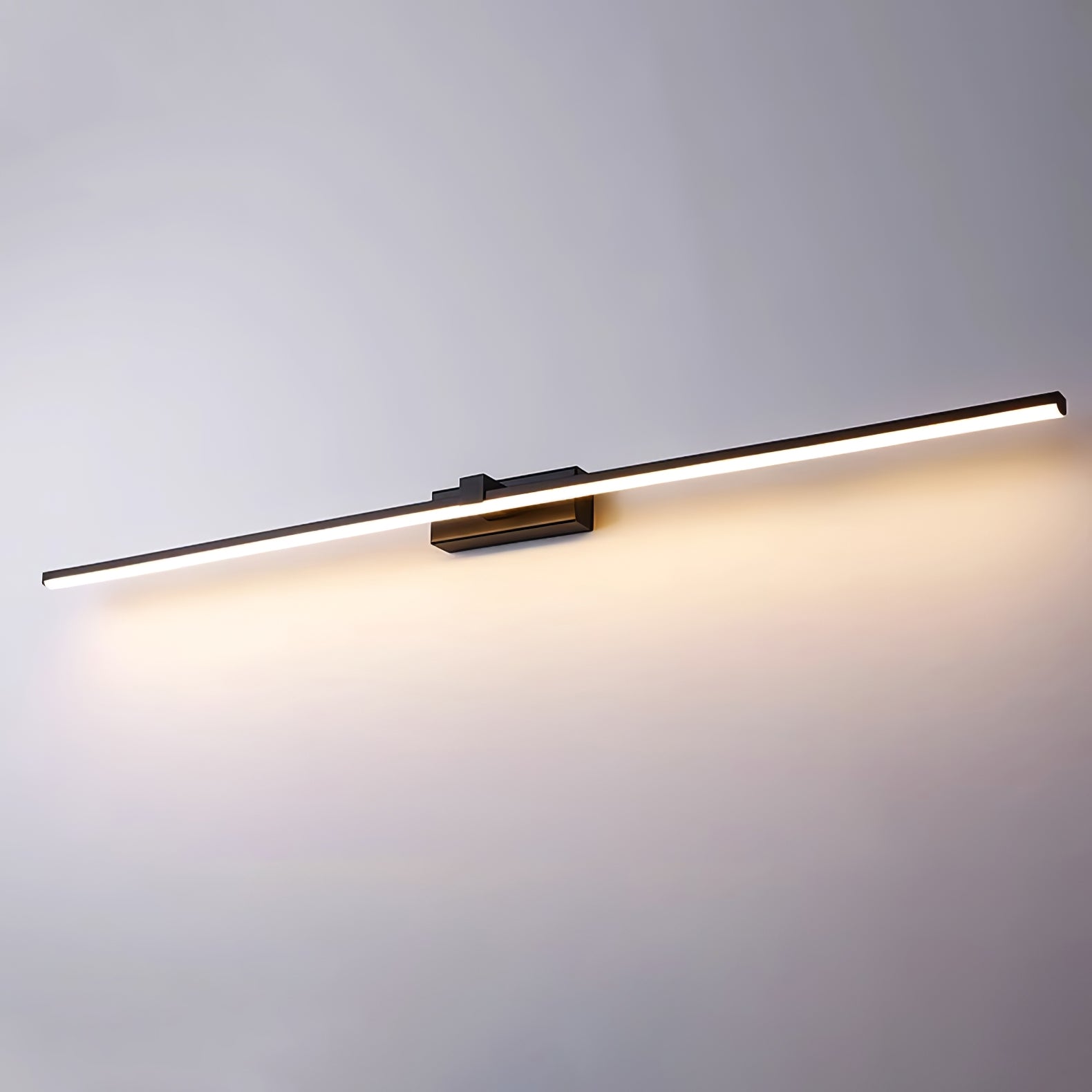 Linear Mirror Lighting Metal | Integrated LED Wall Lamp in Black | 3 Lengths - Lamylie