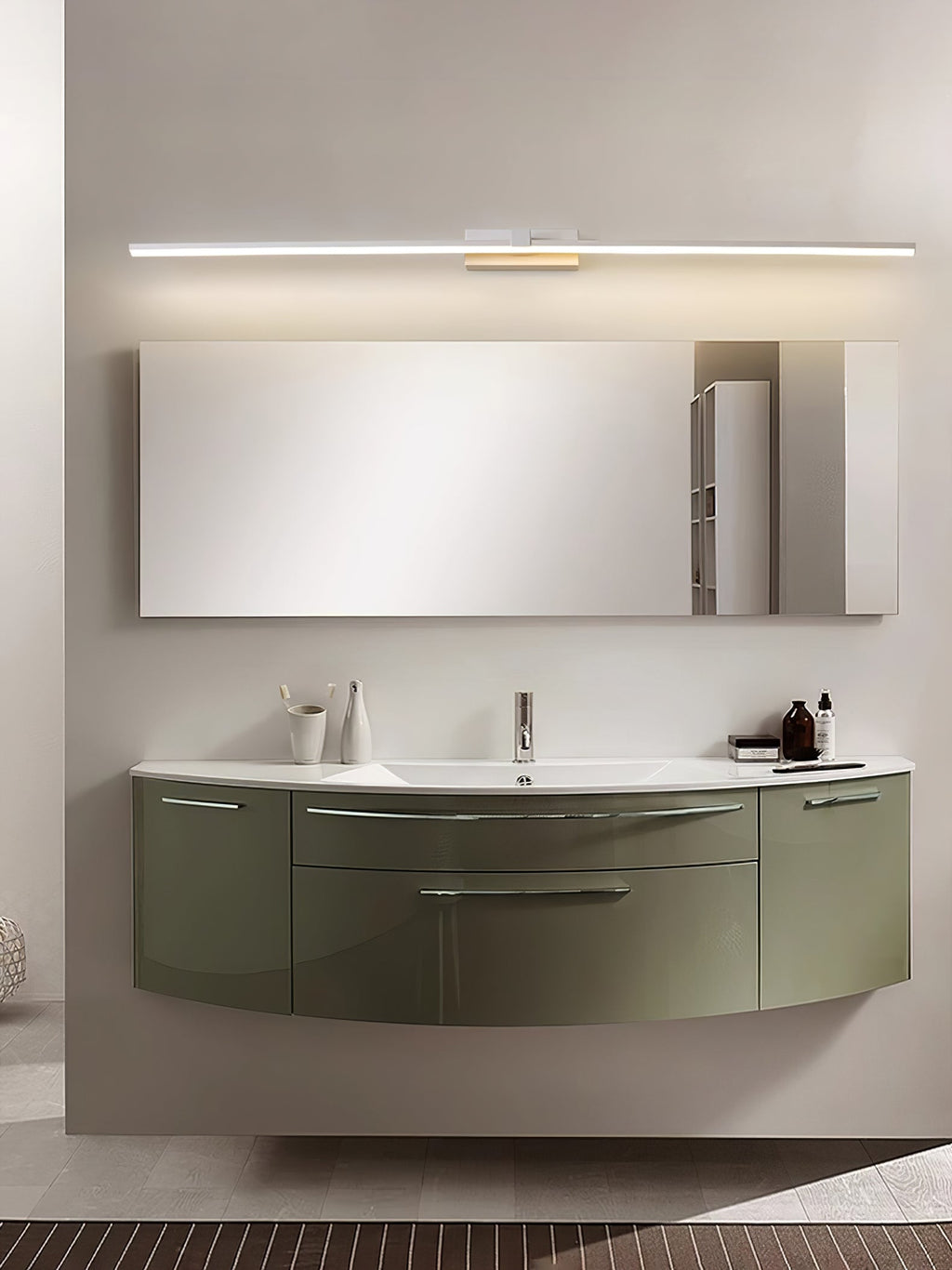 Linear Mirror Lighting Metal | Integrated LED Wall Lamp in Black | 3 Lengths - Lamylie
