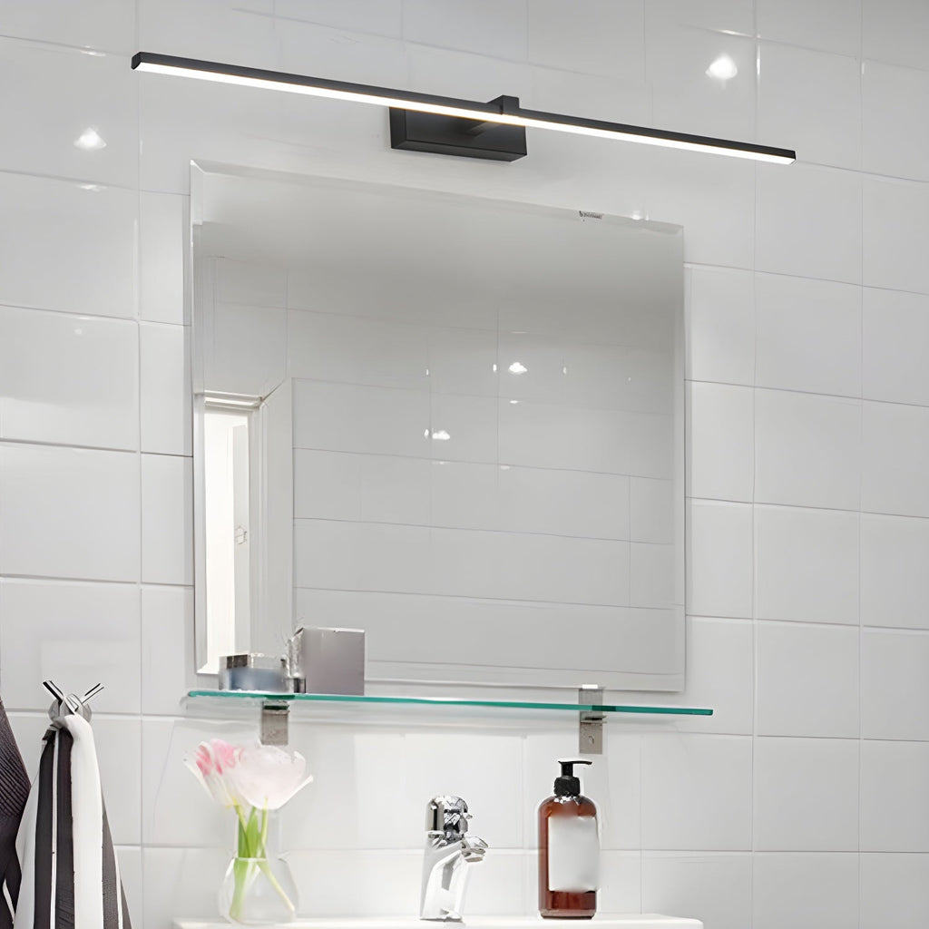 Linear Mirror Lighting Metal | Integrated LED Wall Lamp in Black | 3 Lengths - Lamylie