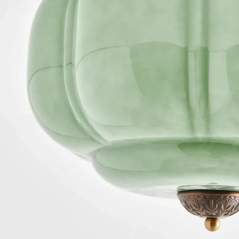 Vintage, félig süllyesztett, tejüveg tök alakú Eloise E26 retro mennyezeti lámpa nappaliba – Lamylie