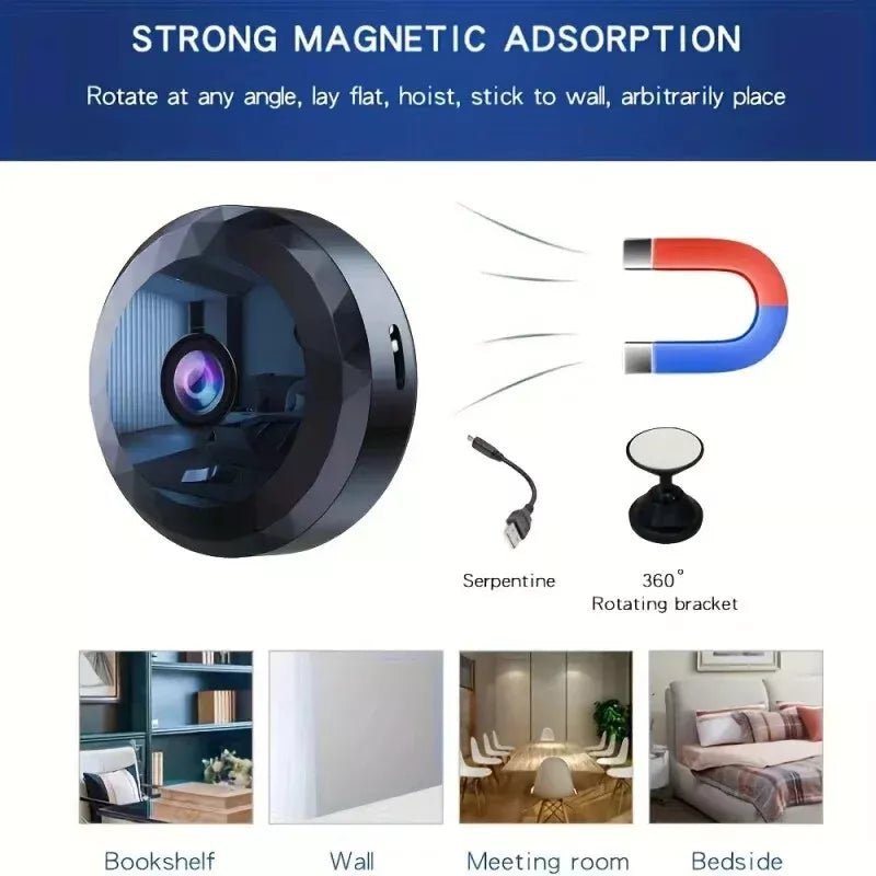 Mini WiFi Security Camera 1080P with Night Vision and Motion Alerts - Lamylie