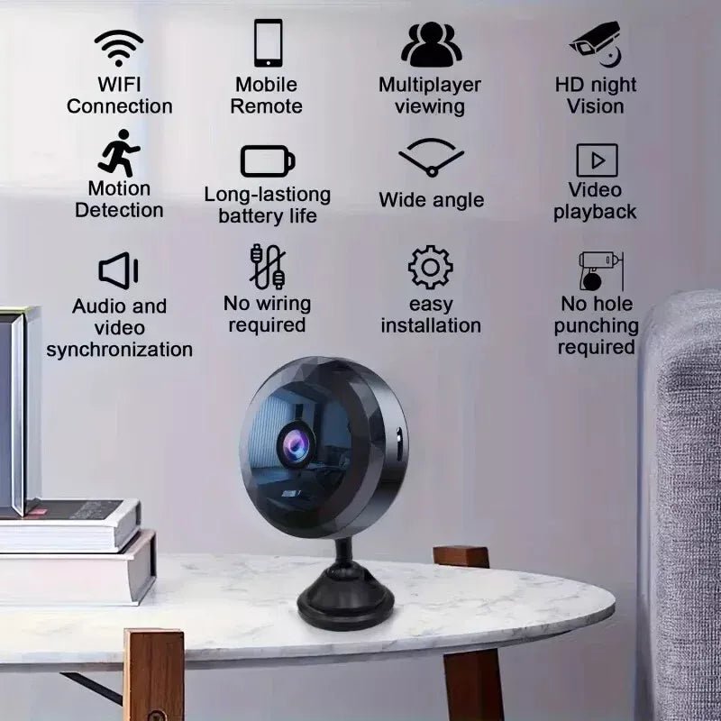 Mini WiFi Security Camera 1080P with Night Vision and Motion Alerts - Lamylie