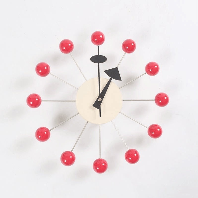 Abstrakt 3D-veggklokke med kuler | Skandinavisk minimalistisk design, 32 cm, silikon, kvartsverk med lydløs gange, dekorativ interiørklokke, svart og grå – Lamylie