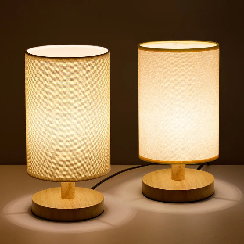 Organic Table Lamp Wood & Linen | Dimmable with Remote Control & Touch | 3 Light Colors - Lamylie