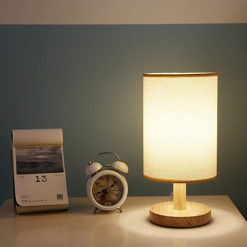 Organic Table Lamp Wood & Linen | Dimmable with Remote Control & Touch | 3 Light Colors - Lamylie