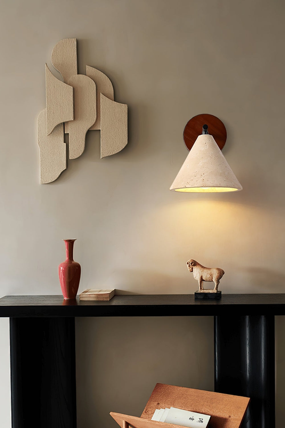 Travertin Wandleuchte konisches Design Minimalistische Akzentbeleuchtung Schlafzimmer Wohnzimmer - Lamylie