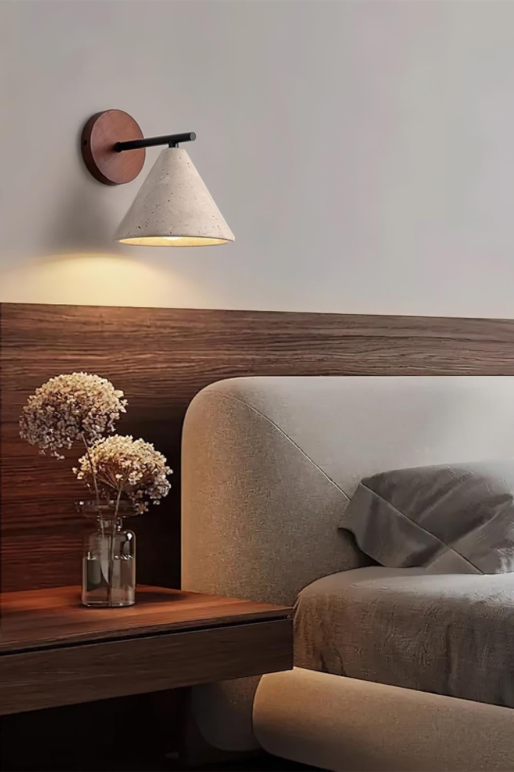 Travertin Wandleuchte konisches Design Minimalistische Akzentbeleuchtung Schlafzimmer Wohnzimmer - Lamylie
