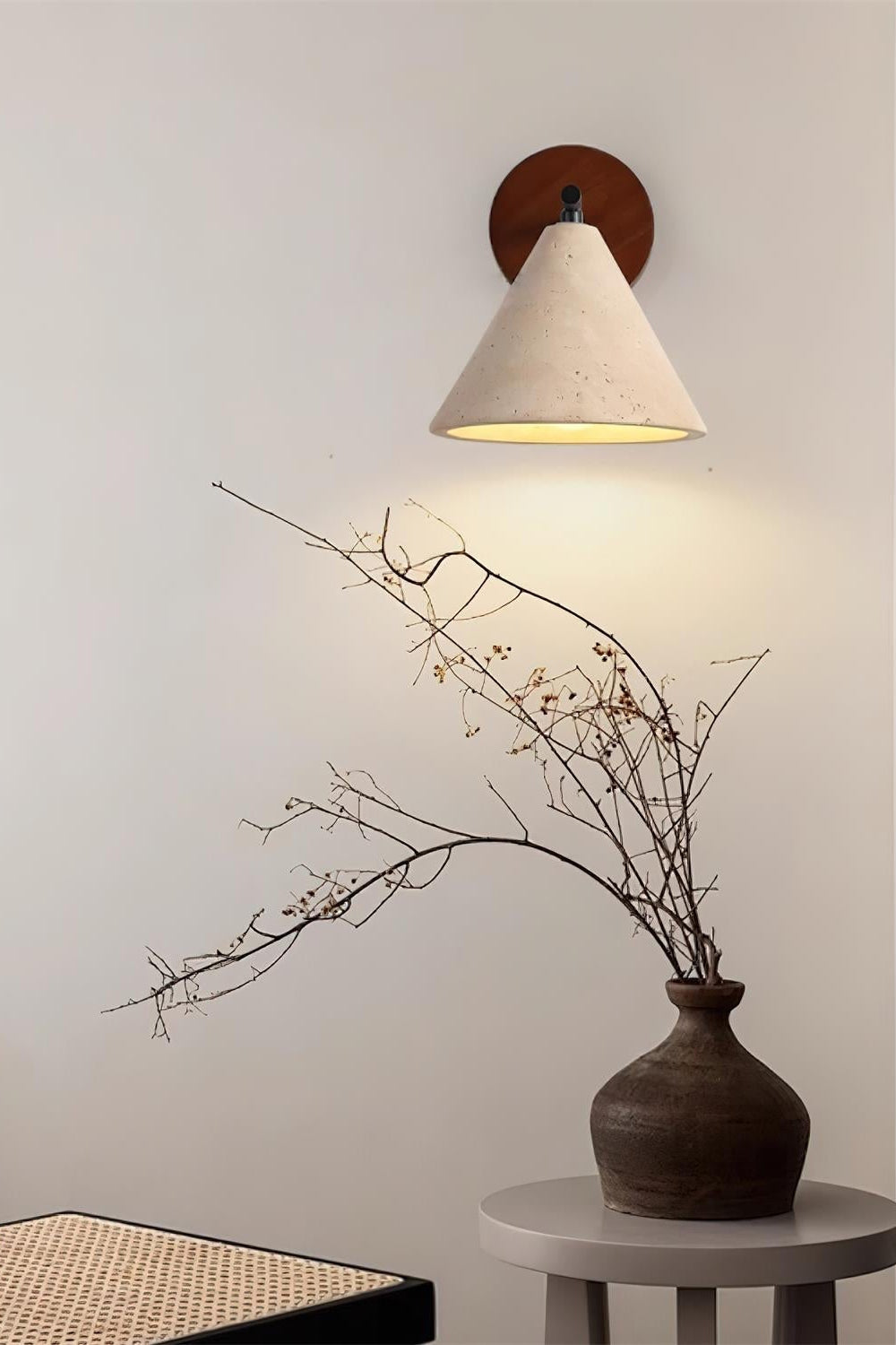 Travertin Wandleuchte konisches Design Minimalistische Akzentbeleuchtung Schlafzimmer Wohnzimmer - Lamylie