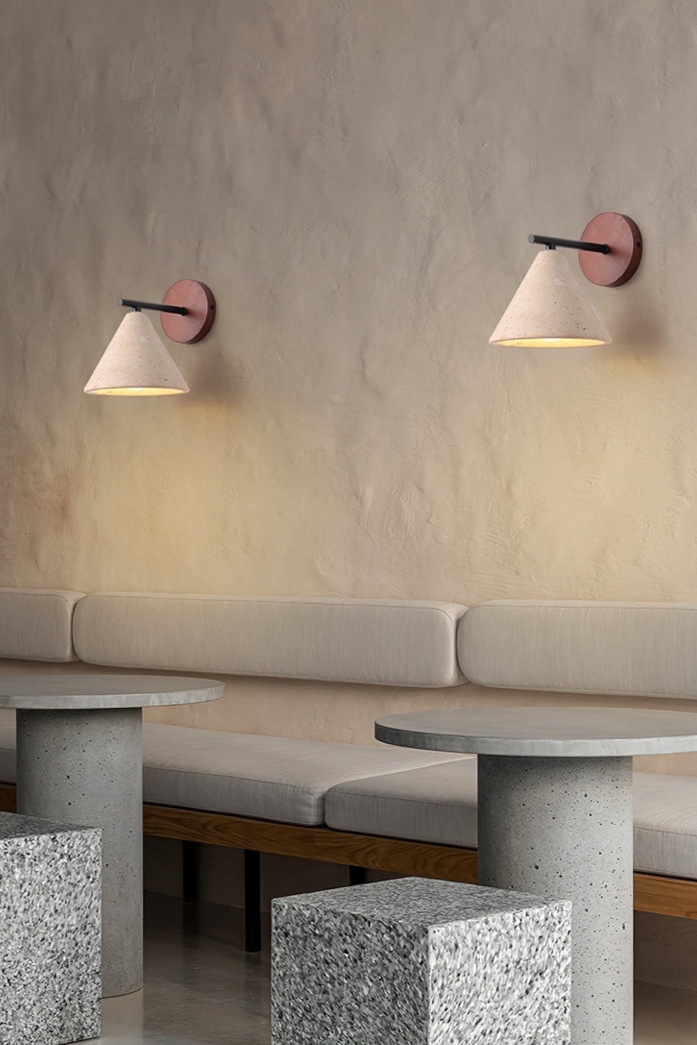 Travertin Wandleuchte konisches Design Minimalistische Akzentbeleuchtung Schlafzimmer Wohnzimmer - Lamylie