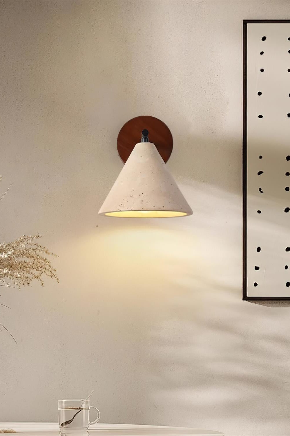 Travertin Wandleuchte konisches Design Minimalistische Akzentbeleuchtung Schlafzimmer Wohnzimmer - Lamylie