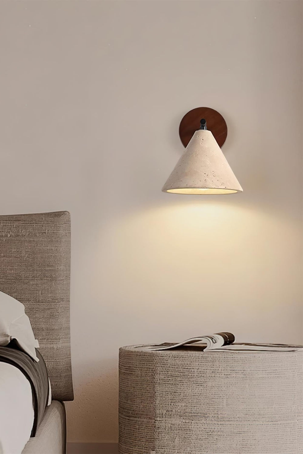 Travertin Wandleuchte konisches Design Minimalistische Akzentbeleuchtung Schlafzimmer Wohnzimmer - Lamylie