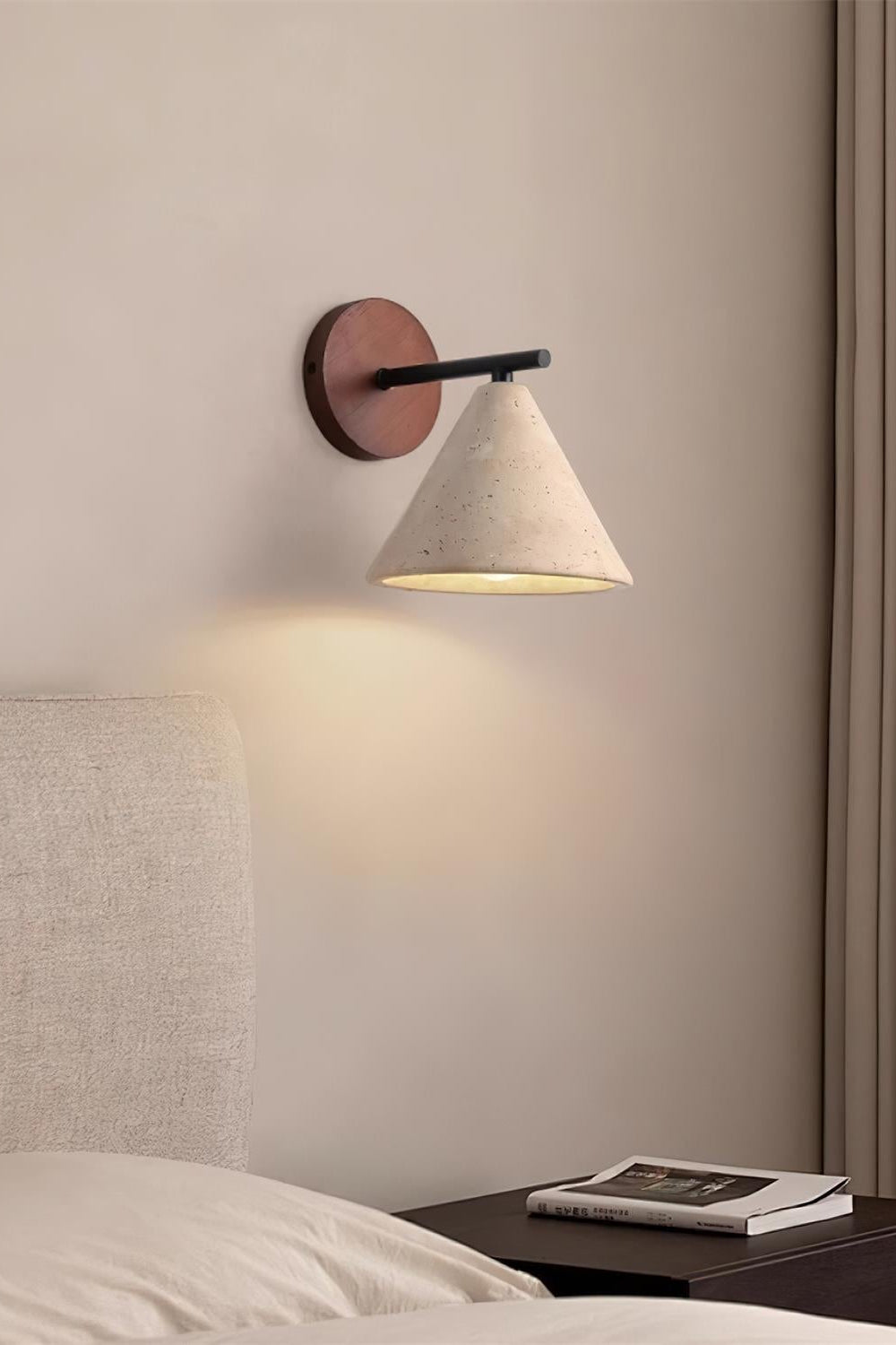 Travertine Wall Lamp Tapered Design Minimalist Accent Lighting Bedroom Living Room - Lamylie