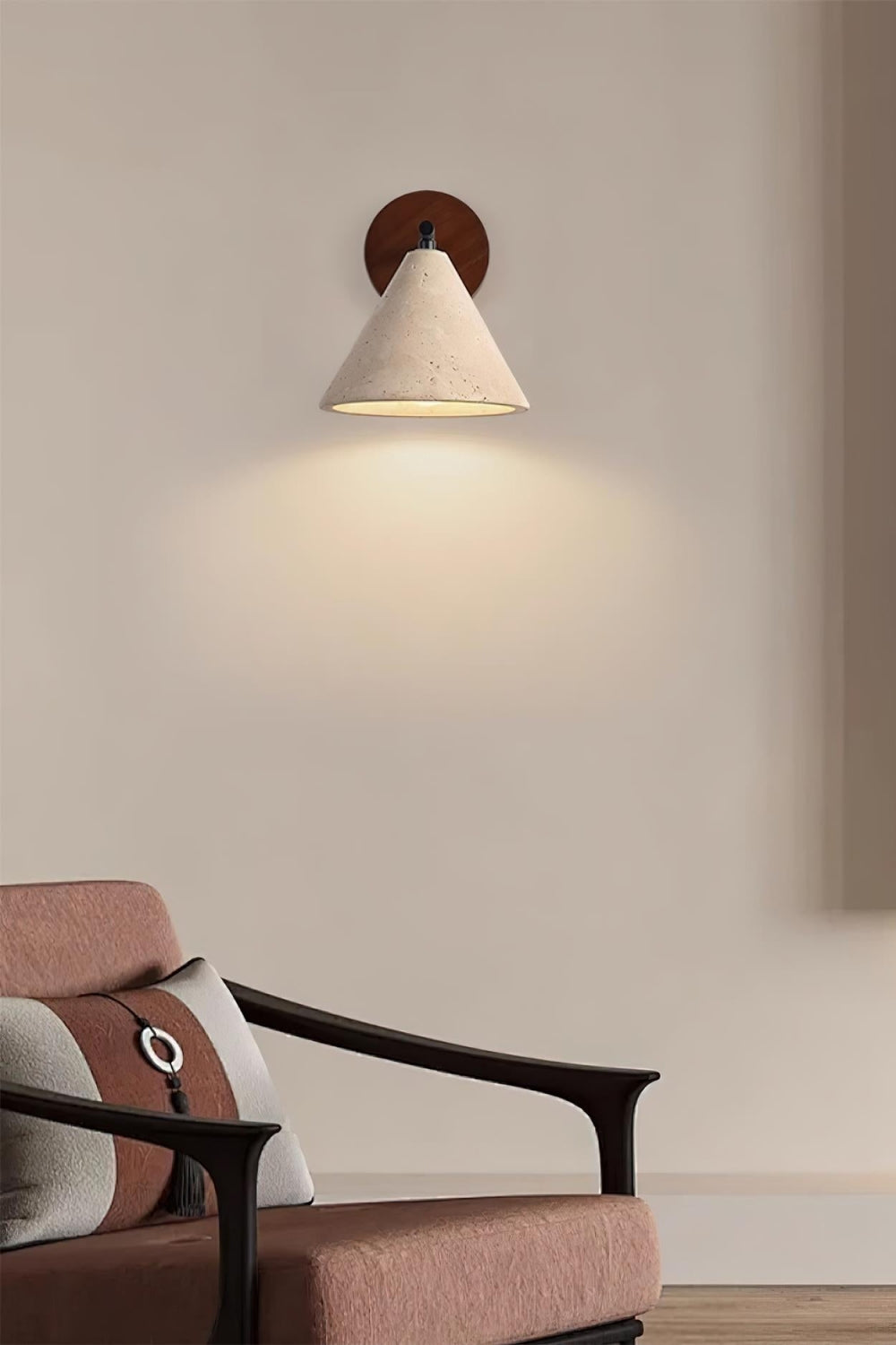 Travertin Wandleuchte konisches Design Minimalistische Akzentbeleuchtung Schlafzimmer Wohnzimmer - Lamylie