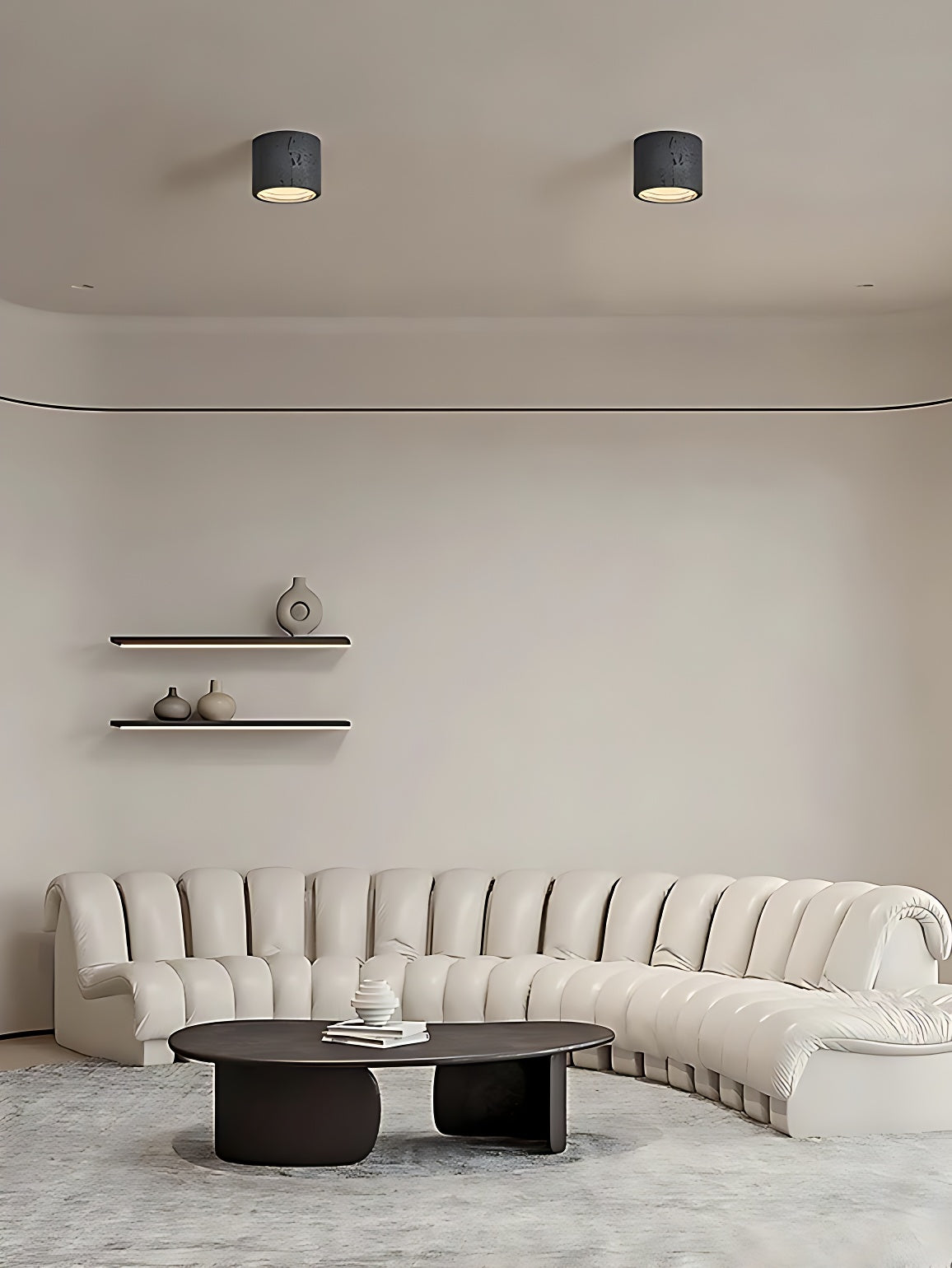 Cylindrical Travertine Ceiling Lamp | LED Lighting for Modern Interiors - Lamylie
