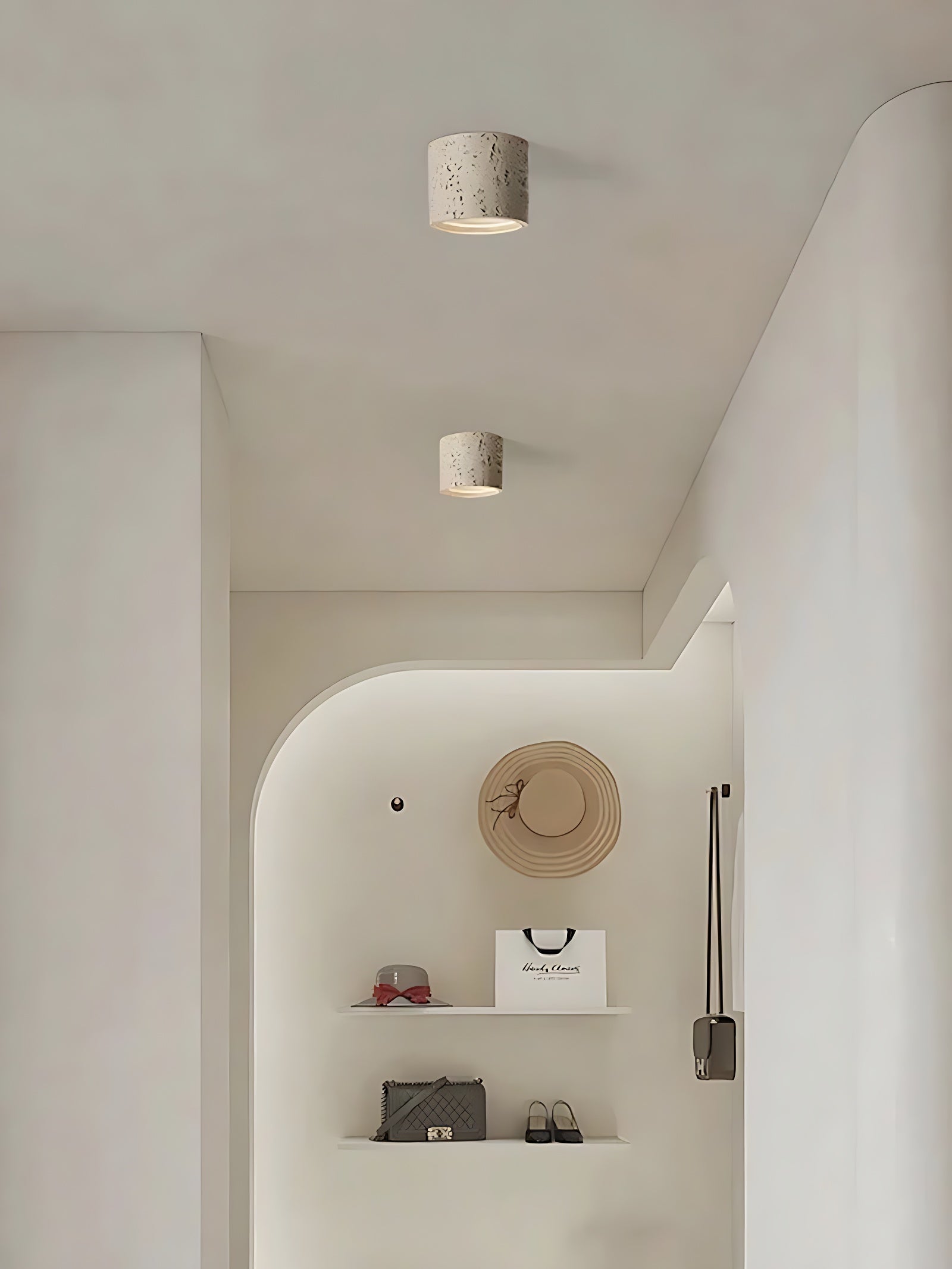 Cylindrical Travertine Ceiling Lamp | LED Lighting for Modern Interiors - Lamylie