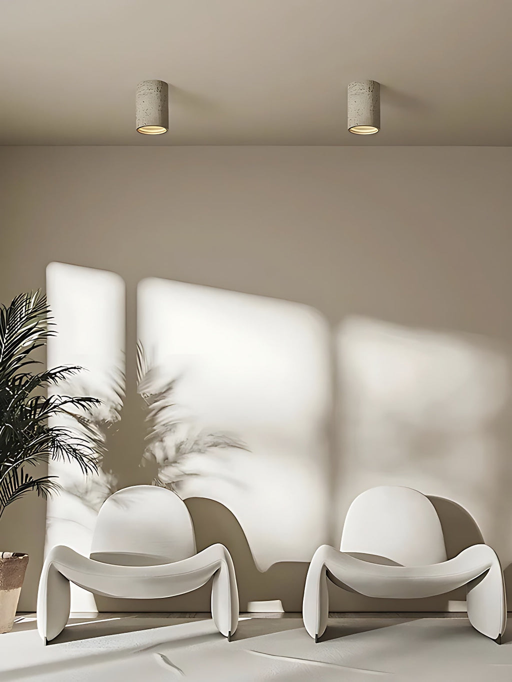 Cylindrical Travertine Ceiling Lamp | LED Lighting for Modern Interiors - Lamylie