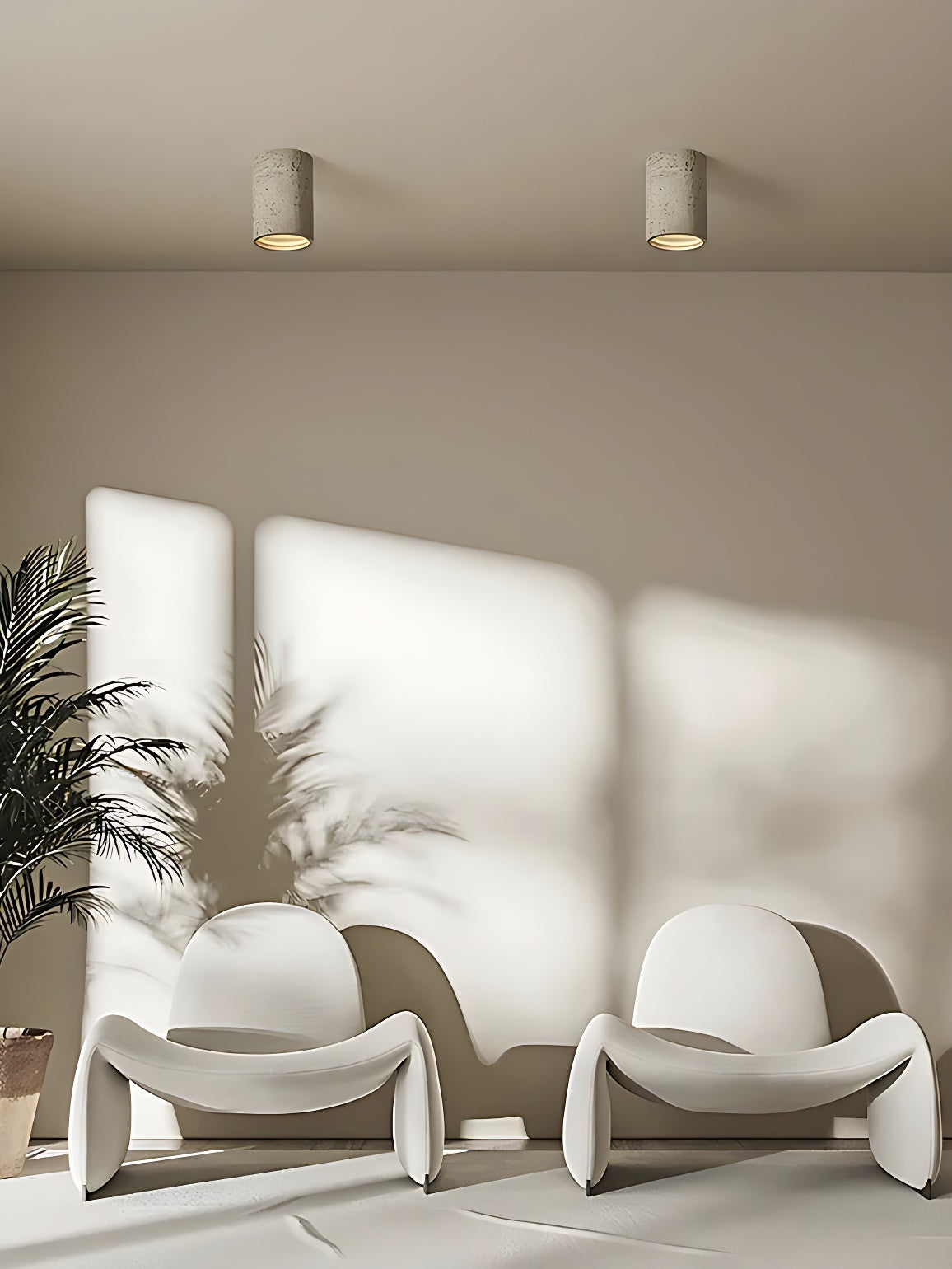 Cylindrical Travertine Ceiling Lamp | LED Lighting for Modern Interiors - Lamylie