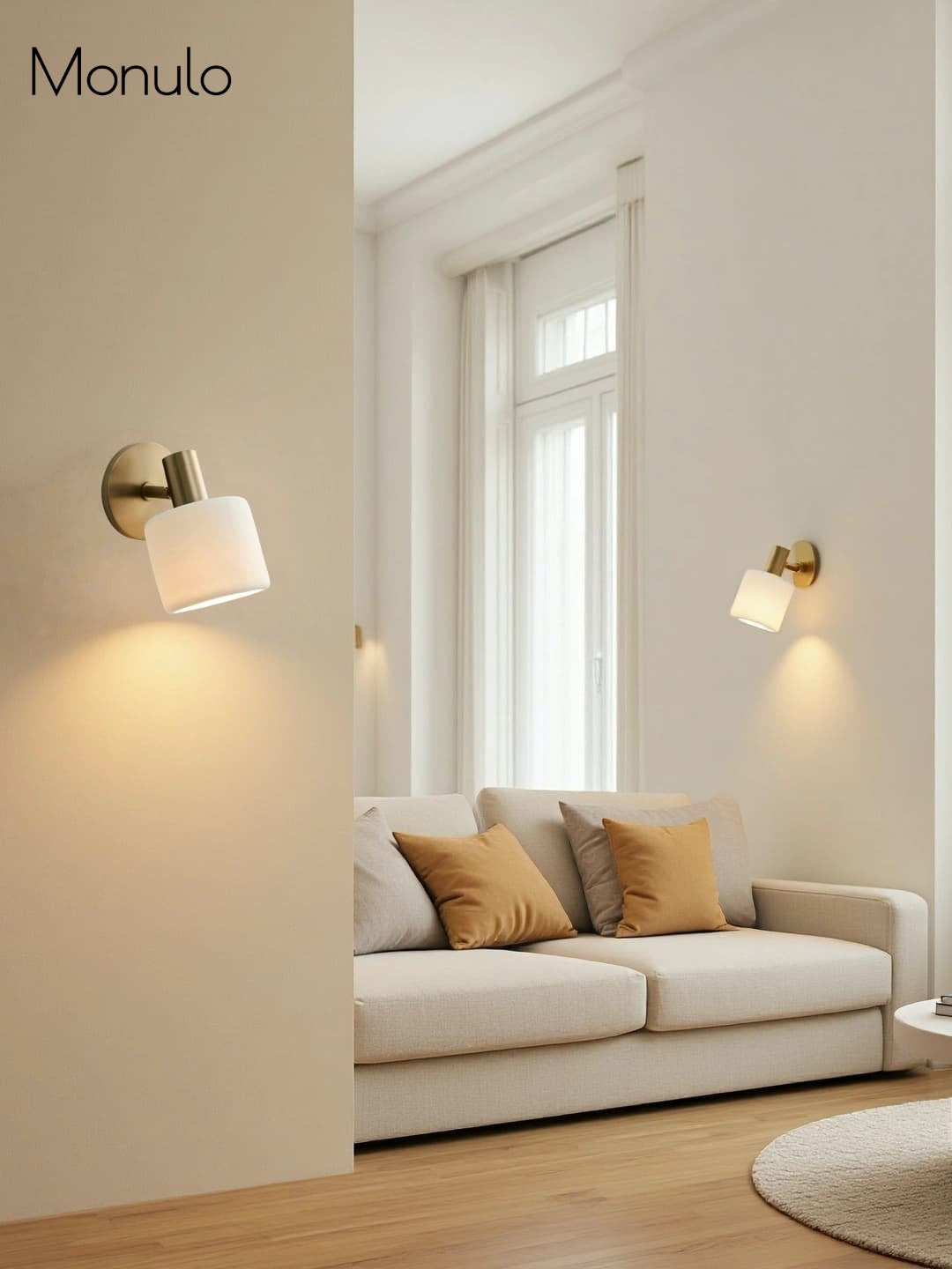Ceramic Round Wall Lamp White Minimalist Flush Mount Lighting for Hall and Corridor - Lamylie