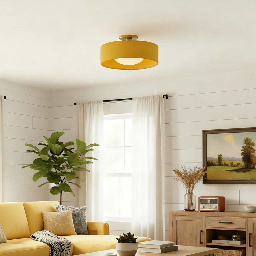 Keramische plafondlamp in Scandinavisch design met halfronde porseleinen kap - Lamylie