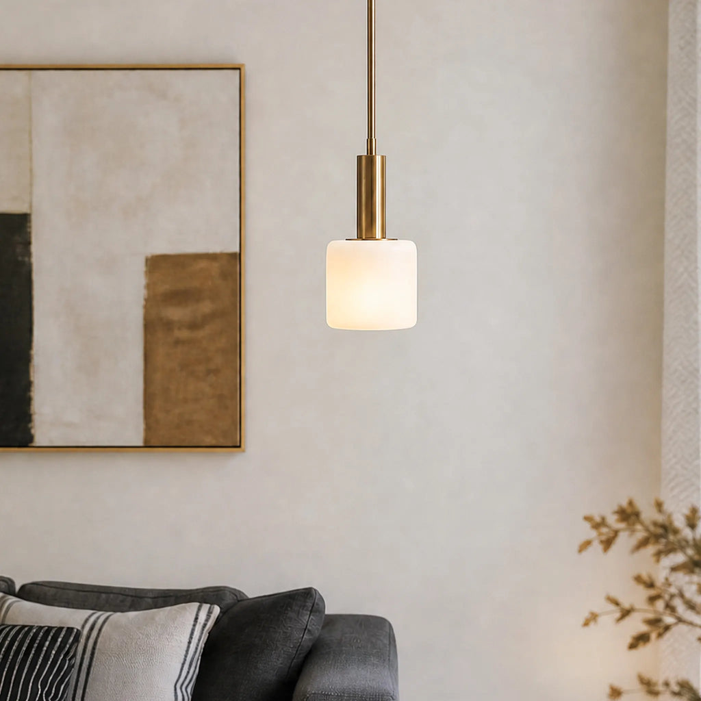 Lámpara colgante moderna de porcelana blanca con detalles metálicos | Diseño escandinavo de 14" - Lamylie