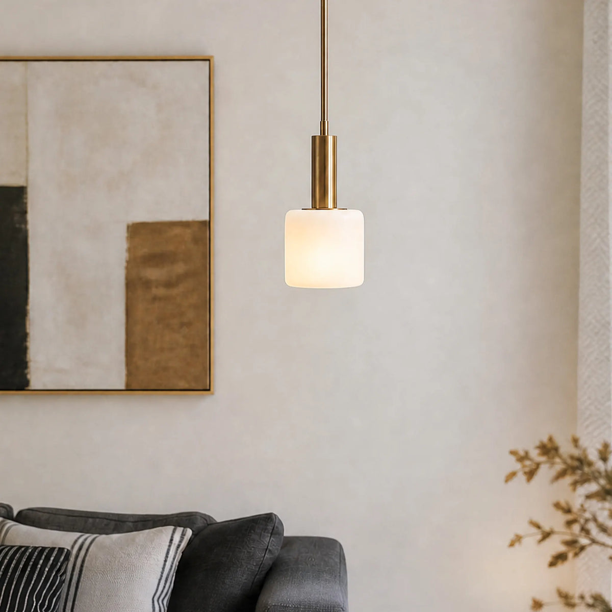 Lámpara colgante moderna de porcelana blanca con detalles metálicos | Diseño escandinavo de 14" - Lamylie
