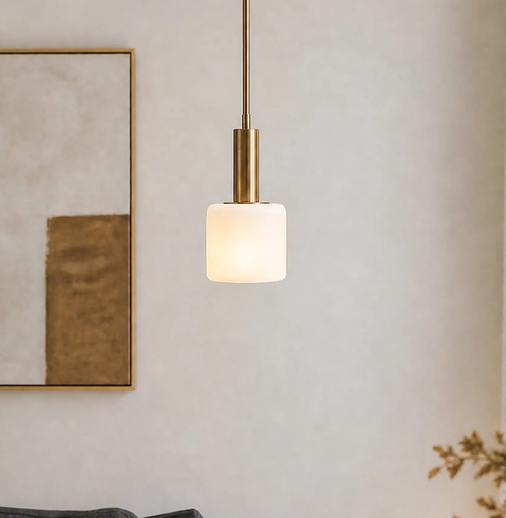 Lámpara colgante moderna de porcelana blanca con detalles metálicos | Diseño escandinavo de 14" - Lamylie