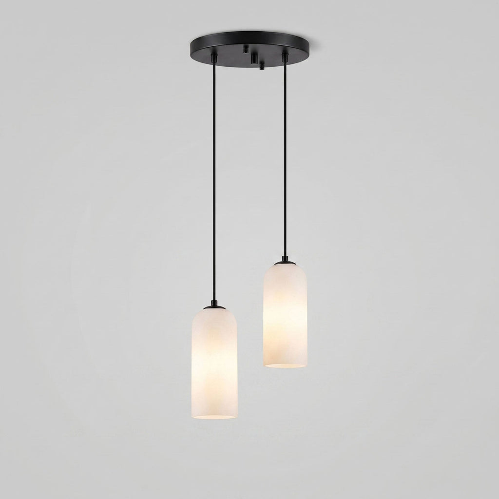 Alabaster Pendant Lamp with Braided Cord | Natural Stone Lighting from Single Light to 21-Light Cluster | Mid-Century Modern Style Dining Room Pendant Lamp with E12/E14 Fitting - Lamylie
