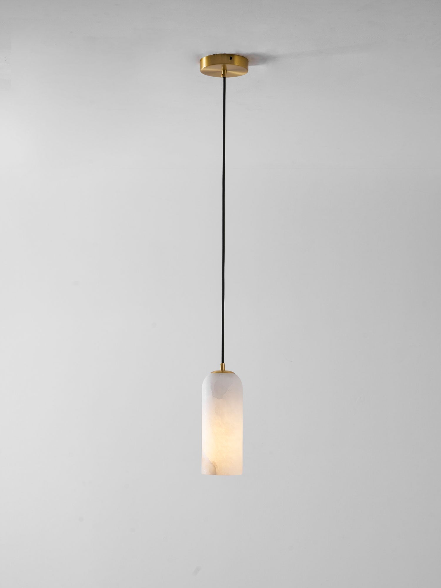 Alabaster Pendant Lamp with Braided Cord | Natural Stone Lighting from Single Light to 21-Light Cluster | Mid-Century Modern Style Dining Room Pendant Lamp with E12/E14 Fitting - Lamylie