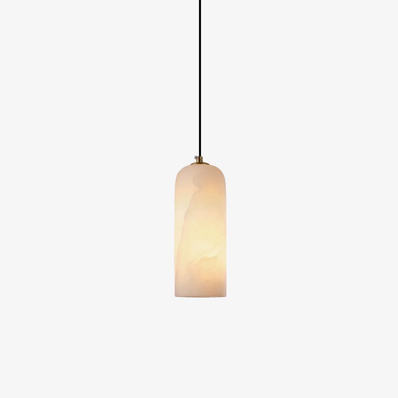 Alabaster Pendant Lamp with Braided Cord | Natural Stone Lighting from Single Light to 21-Light Cluster | Mid-Century Modern Style Dining Room Pendant Lamp with E12/E14 Fitting - Lamylie