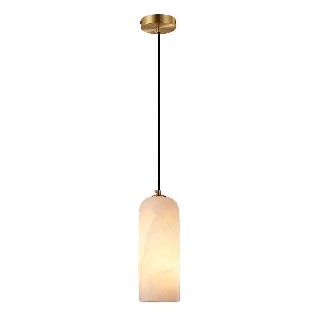 Alabaster Pendant Lamp with Braided Cord | Natural Stone Lighting from Single Light to 21-Light Cluster | Mid-Century Modern Style Dining Room Pendant Lamp with E12/E14 Fitting - Lamylie