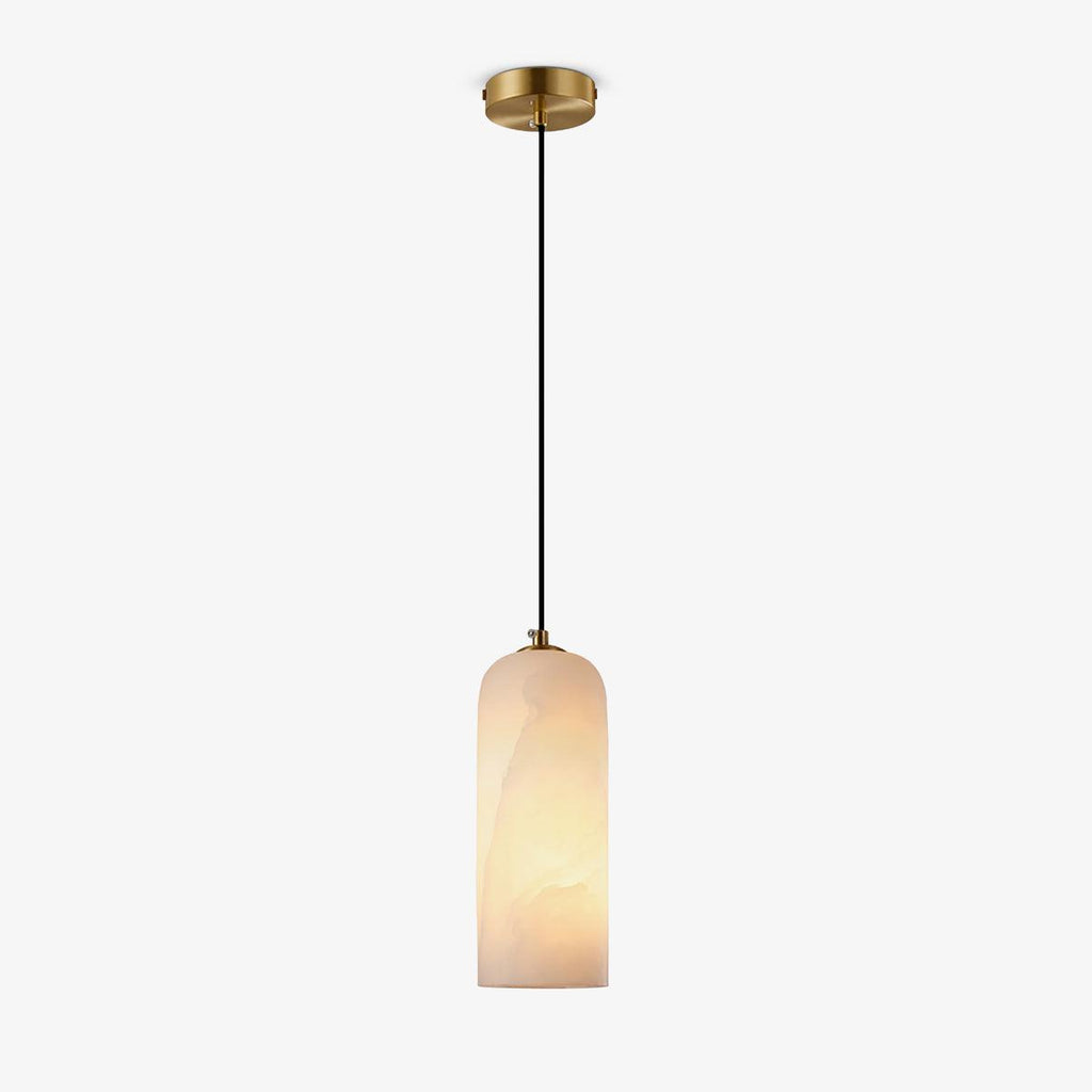 Alabaster Pendant Lamp with Braided Cord | Natural Stone Lighting from Single Light to 21-Light Cluster | Mid-Century Modern Style Dining Room Pendant Lamp with E12/E14 Fitting - Lamylie