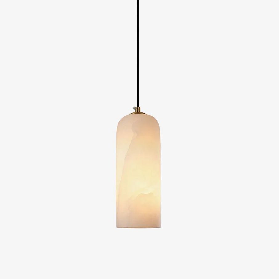 Alabaster Pendant Lamp with Braided Cord | Natural Stone Lighting from Single Light to 21-Light Cluster | Mid-Century Modern Style Dining Room Pendant Lamp with E12/E14 Fitting - Lamylie