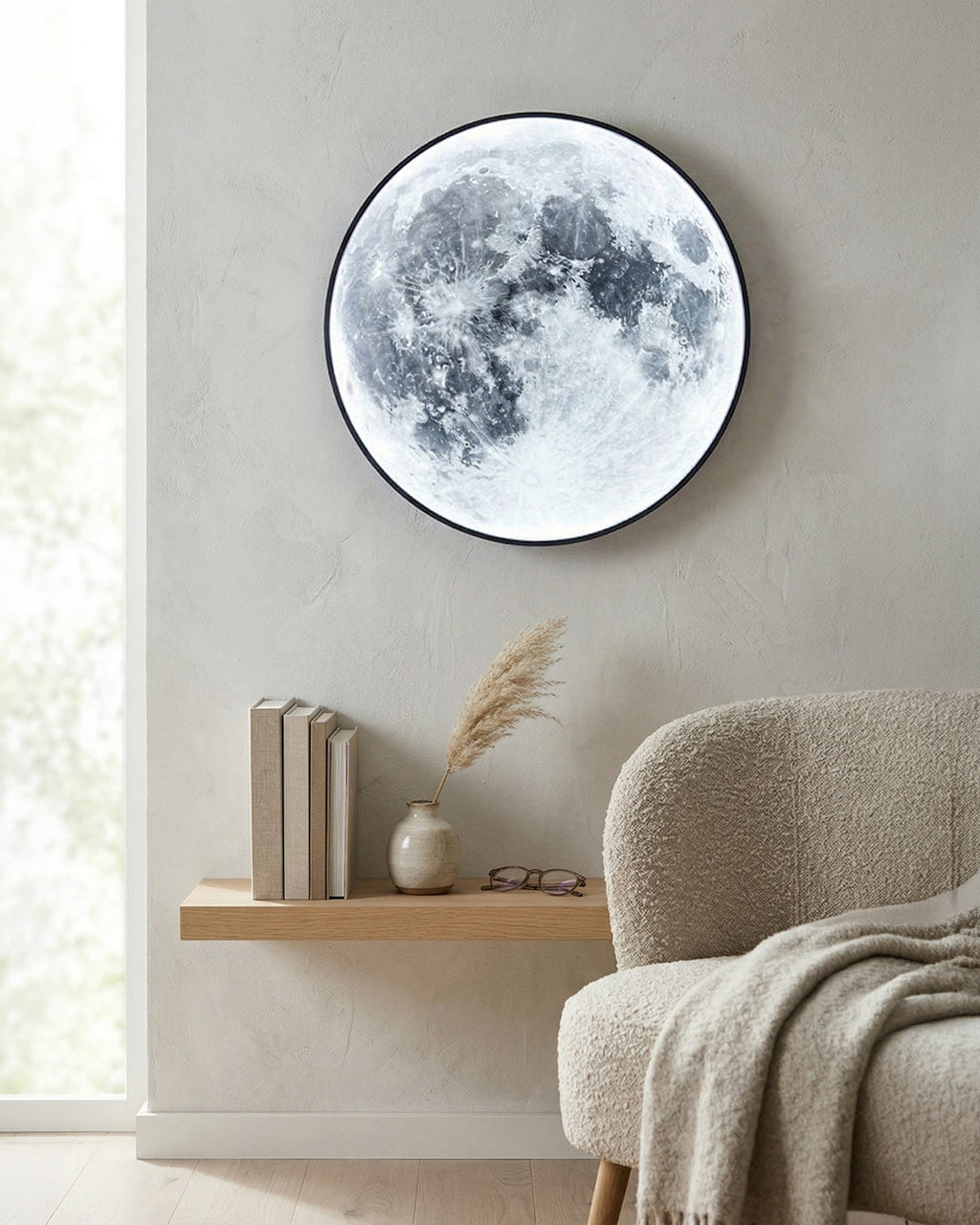 Moon Wall Lamp | Textured Globe with Ambient Lighting in 6 Sizes - Lamylie