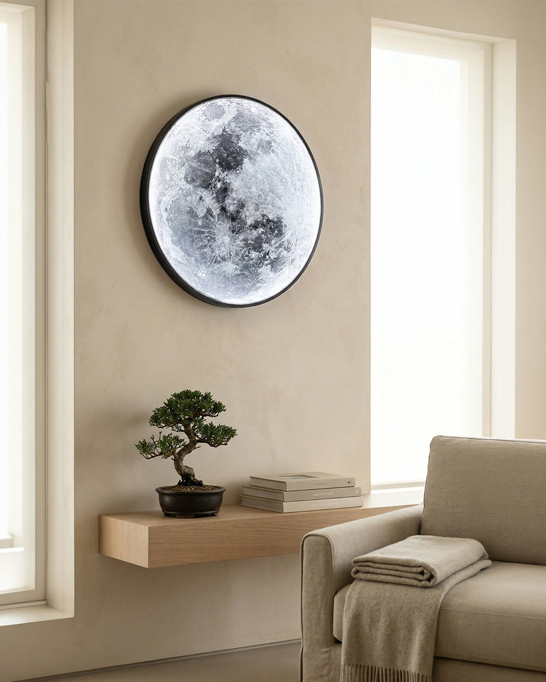 Moon Wall Lamp | Textured Globe with Ambient Lighting in 6 Sizes - Lamylie