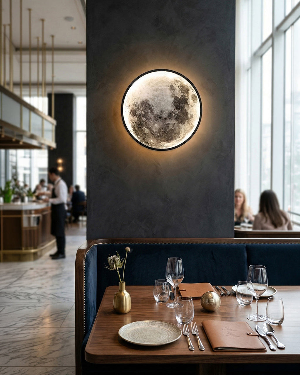 Moon Wall Lamp | Textured Globe with Ambient Lighting in 6 Sizes - Lamylie