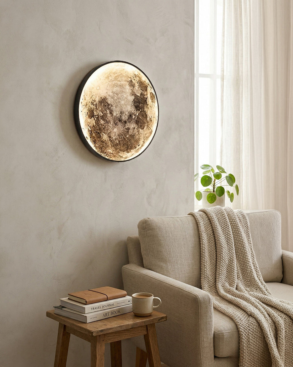 Moon Wall Lamp | Textured Globe with Ambient Lighting in 6 Sizes - Lamylie